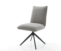 DrehstuhlLelio-Flex Strukturstoff Soft Grau Kreuzgestell breit Schwarz 360° drehbar Wippfunktion Taschenfederkern Sofort versandfertig