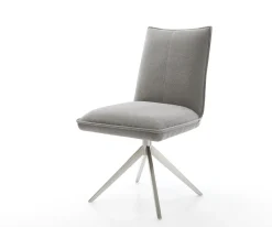 DrehstuhlLelio-Flex Strukturstoff Soft Grau Kreuzgestell breit Edelstahl 360° drehbar Wippfunktion Taschenfederkern Sofort versandfertig