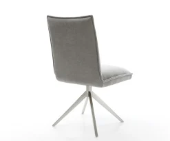 DrehstuhlLelio-Flex Strukturstoff Soft Grau Kreuzgestell breit Edelstahl 360° drehbar Wippfunktion Taschenfederkern Sofort versandfertig