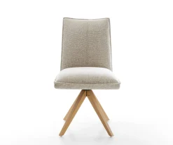 DrehstuhlLelio-Flex Webstoff Soft Beige Holzgestell kantig Natur 360° drehbar Taschenfederkern Versandfertig ca. 28.10.26