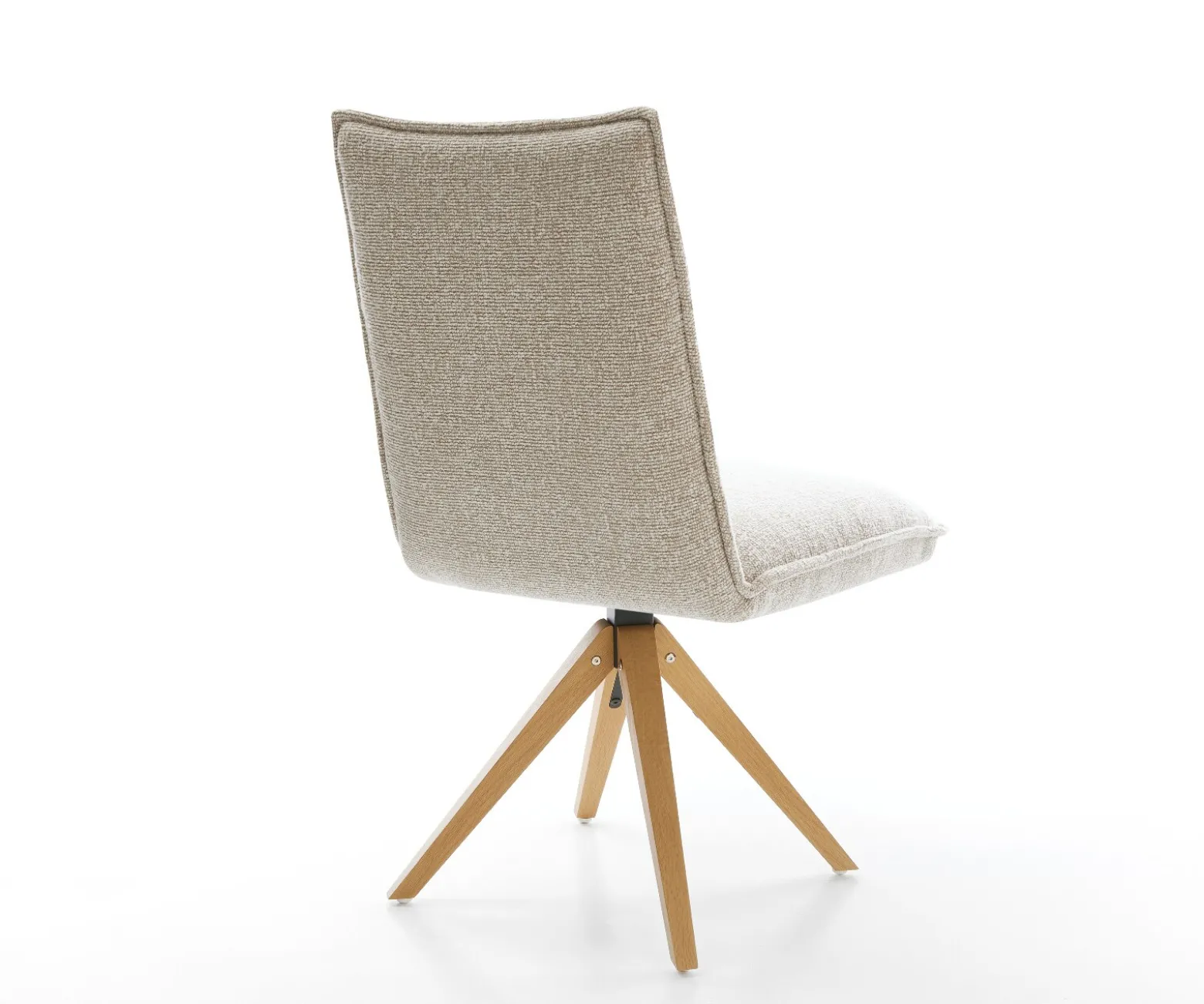 DrehstuhlLelio-Flex Webstoff Soft Beige Holzgestell kantig Natur 360° drehbar Taschenfederkern Versandfertig ca. 28.10.26