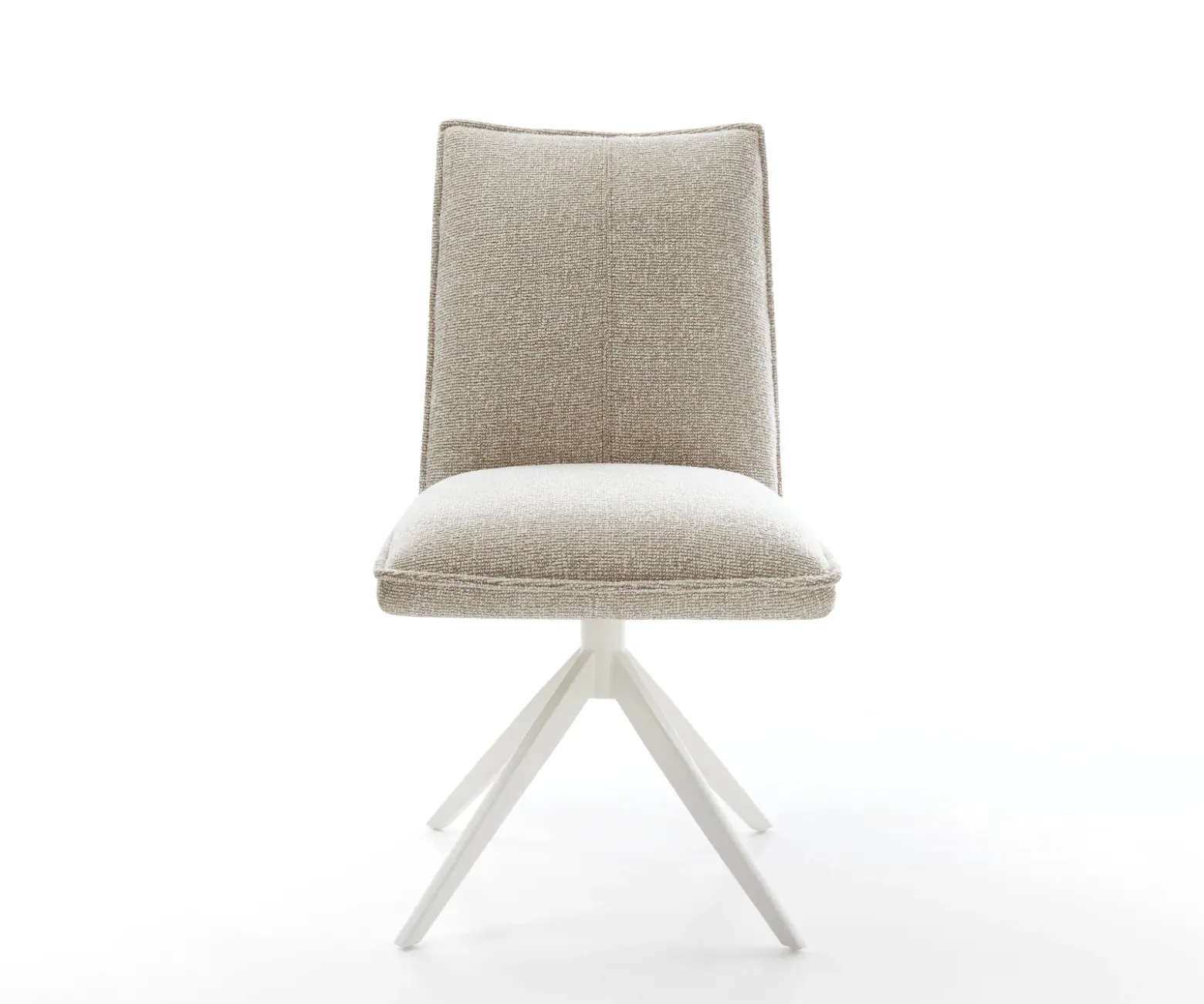 DrehstuhlLelio-Flex Webstoff Soft Beige Kreuzgestell breit Weiß 360° drehbar Wippfunktion Taschenfederkern Sofort versandfertig