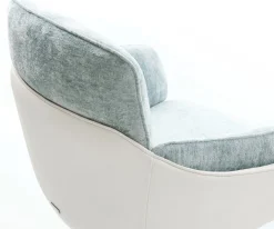 DrehstuhlLuan-Flex mit Armlehnen Materialmix Echtleder Weiß-Pastellblau Fußkreuz Weiß 360° drehbar Wippfunktion Sofort versandfertig