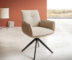 DrehstuhlNela-Flex Materialmix Schlamm Kreuzgestell breit Schwarz 360° drehbar Sofort versandfertig