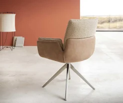DrehstuhlNela-Flex Materialmix Schlamm Kreuzgestell breit Edelstahl 360° drehbar Sofort versandfertig