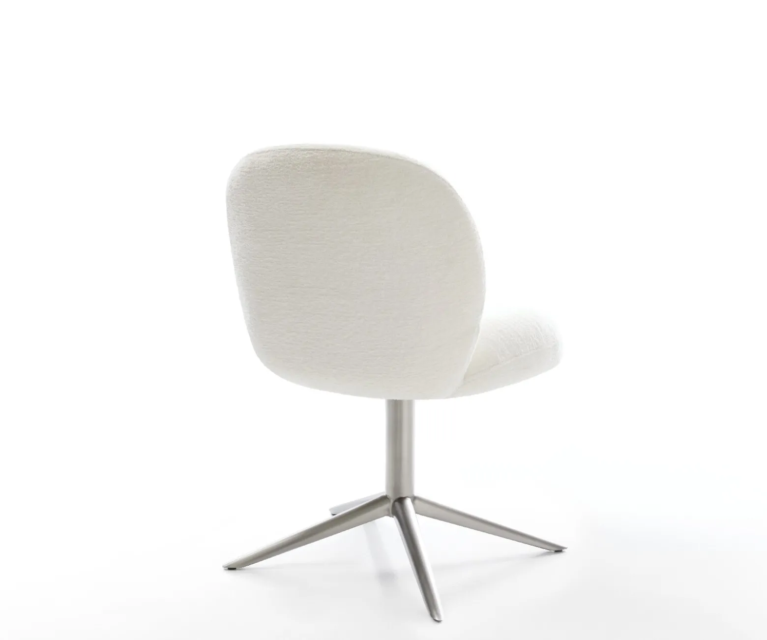 DrehstuhlNube-Flex Bouclé Soft Beige Fußkreuz Edelstahl 360° drehbar Wippfunktion Taschenfederkern Sofort versandfertig