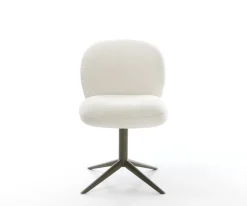 DrehstuhlNube-Flex Bouclé Soft Beige Fußkreuz Effektfinish Titan 360° drehbar Wippfunktion Taschenfederkern Sofort versandfertig