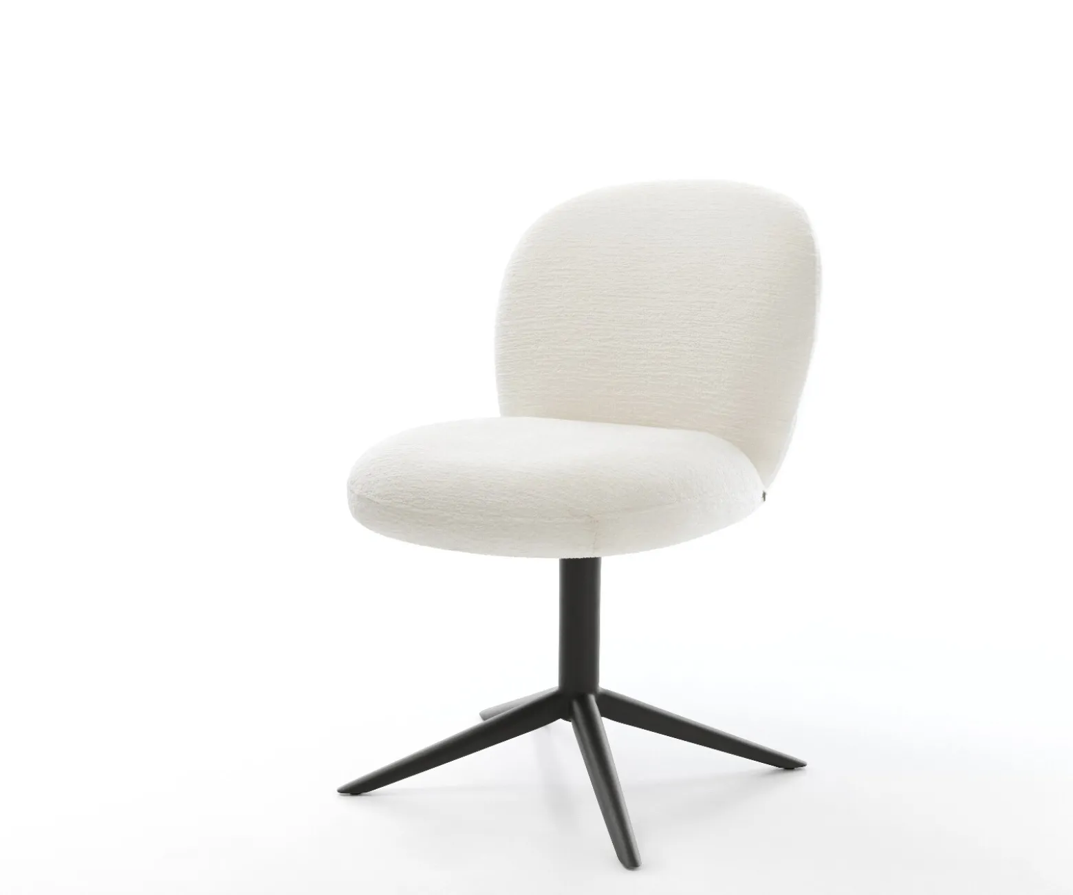 DrehstuhlNube-Flex Bouclé Soft Beige Fußkreuz Schwarz 360° drehbar Wippfunktion Taschenfederkern Sofort versandfertig