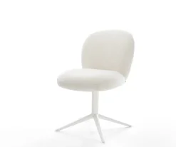 DrehstuhlNube-Flex Bouclé Soft Beige Fußkreuz Weiß 360° drehbar Wippfunktion Taschenfederkern Sofort versandfertig