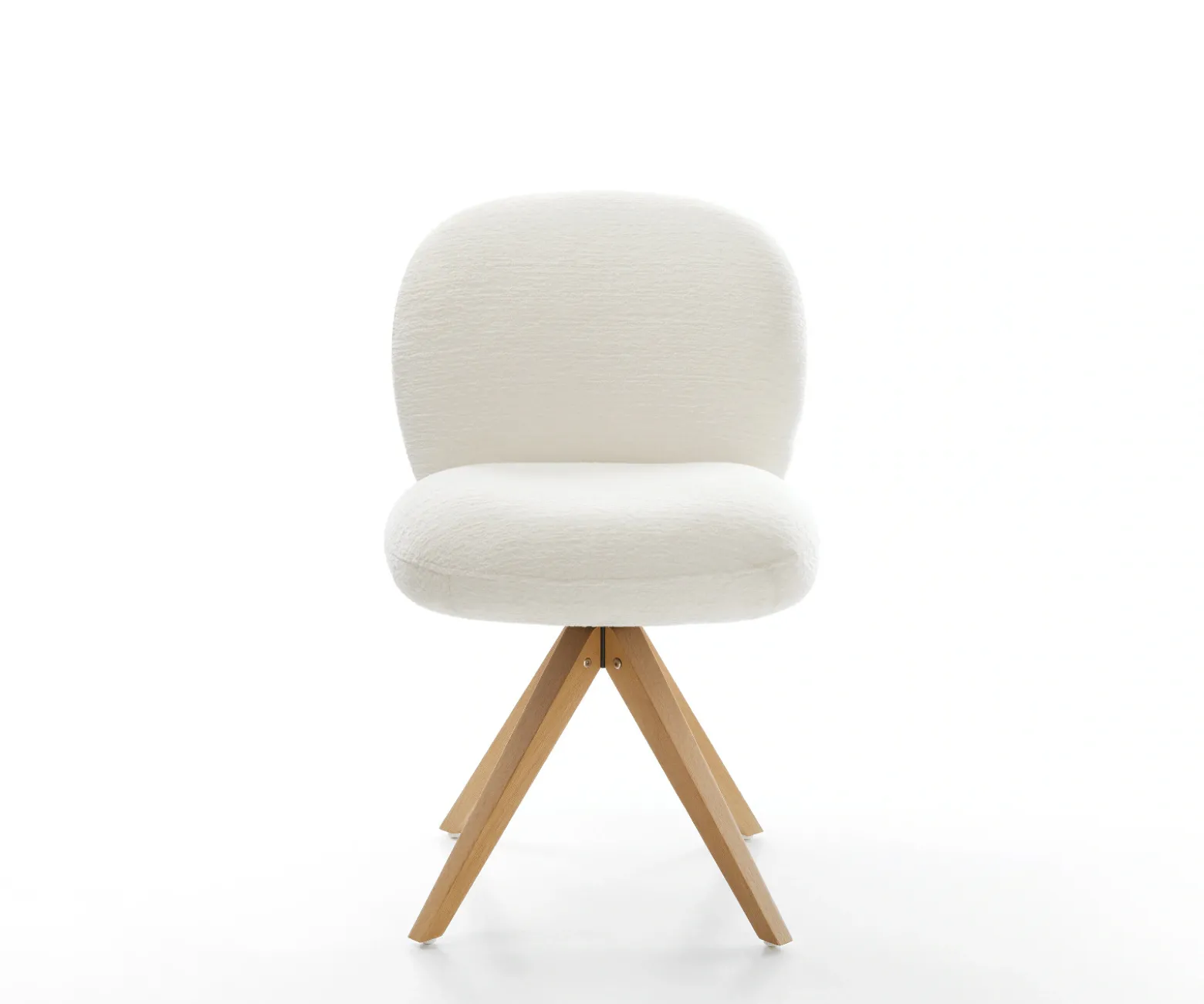 DrehstuhlNube-Flex Bouclé Soft Beige Holzgestell kantig Natur 360° drehbar Taschenfederkern Versandfertig ca. 28.10.26