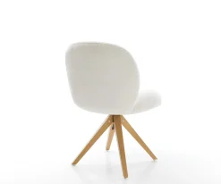 DrehstuhlNube-Flex Bouclé Soft Beige Holzgestell kantig Natur 360° drehbar Taschenfederkern Versandfertig ca. 28.10.26