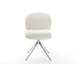 DrehstuhlNube-Flex Bouclé Soft Beige Kreuzgestell breit Edelstahl 360° drehbar Wippfunktion Taschenfederkern Sofort versandfertig
