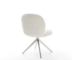 DrehstuhlNube-Flex Bouclé Soft Beige Kreuzgestell breit Edelstahl 360° drehbar Wippfunktion Taschenfederkern Sofort versandfertig