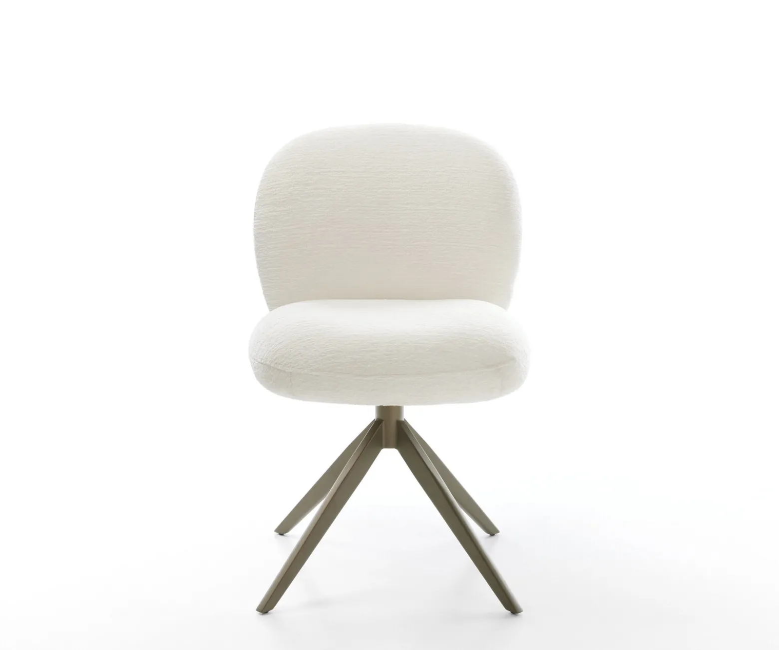 DrehstuhlNube-Flex Bouclé Soft Beige Kreuzgestell breit Effektfinish Titan 360° drehbar Wippfunktion Taschenfederkern Sofort versandfertig