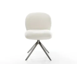 DrehstuhlNube-Flex Bouclé Soft Beige Kreuzgestell breit Graphit 360° drehbar Wippfunktion Taschenfederkern Sofort versandfertig