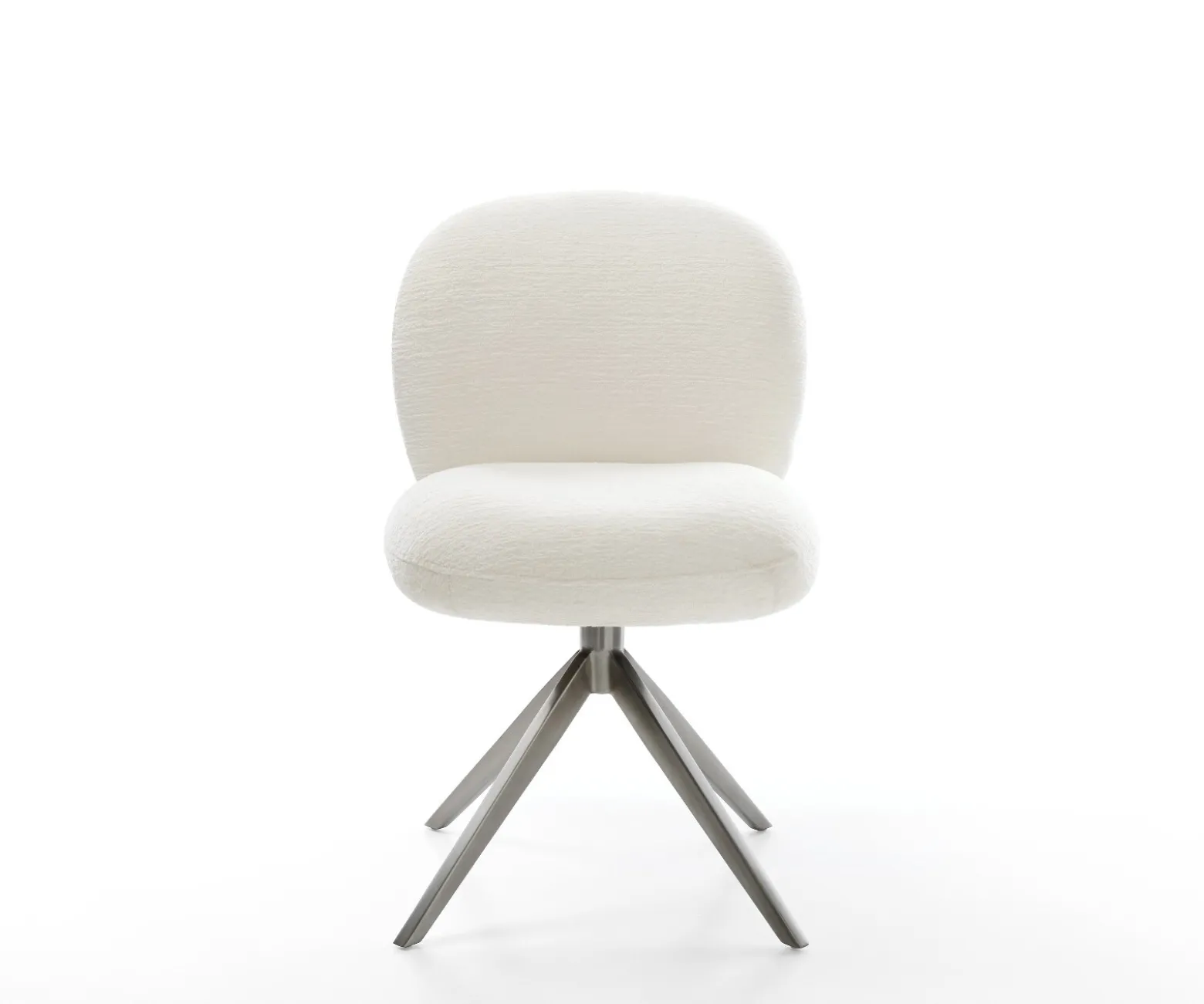 DrehstuhlNube-Flex Bouclé Soft Beige Kreuzgestell breit Graphit 360° drehbar Wippfunktion Taschenfederkern Sofort versandfertig