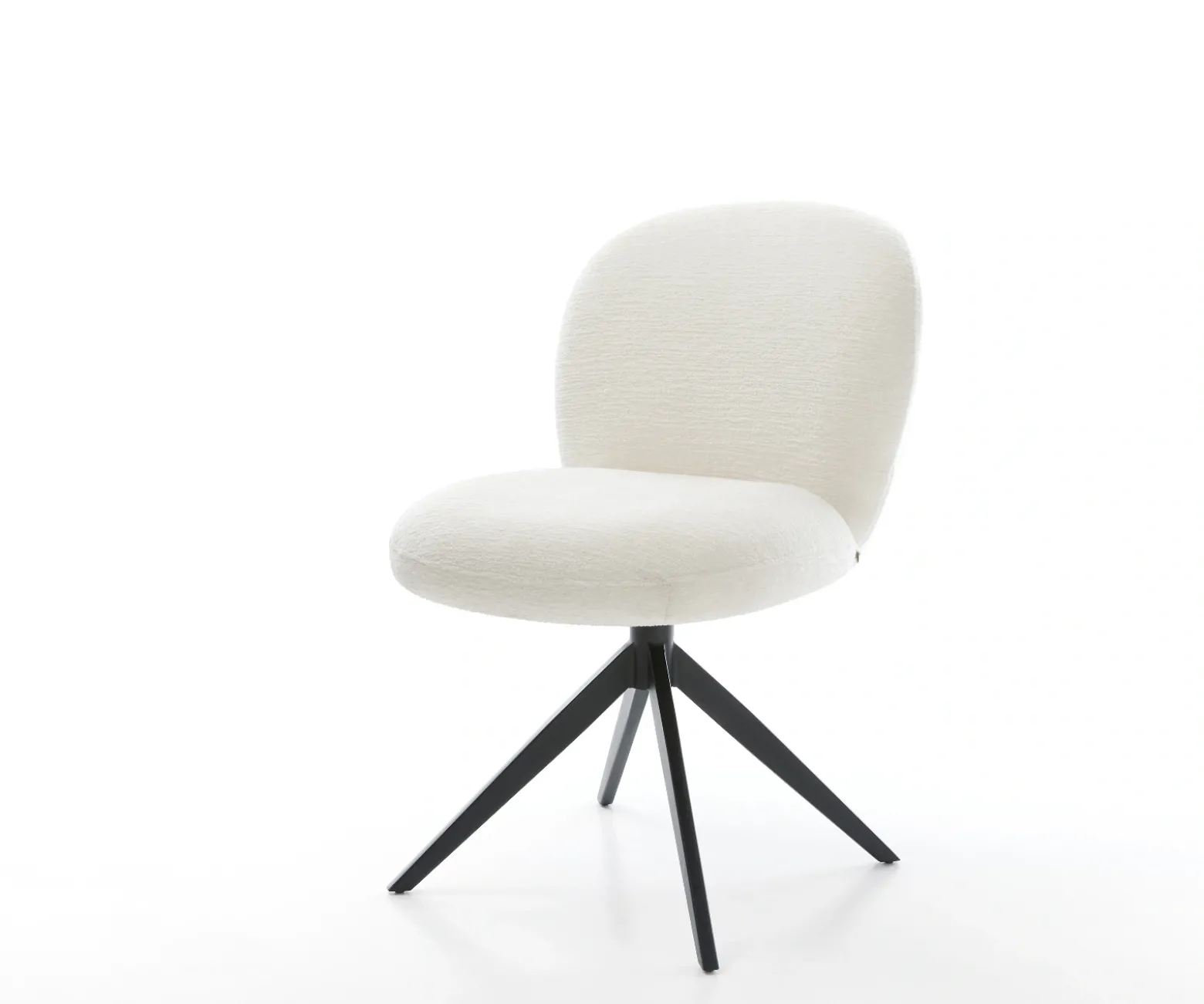 DrehstuhlNube-Flex Bouclé Soft Beige Kreuzgestell breit Schwarz 360° drehbar Wippfunktion Taschenfederkern Sofort versandfertig