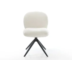 DrehstuhlNube-Flex Bouclé Soft Beige Kreuzgestell breit Schwarz 360° drehbar Wippfunktion Taschenfederkern Sofort versandfertig