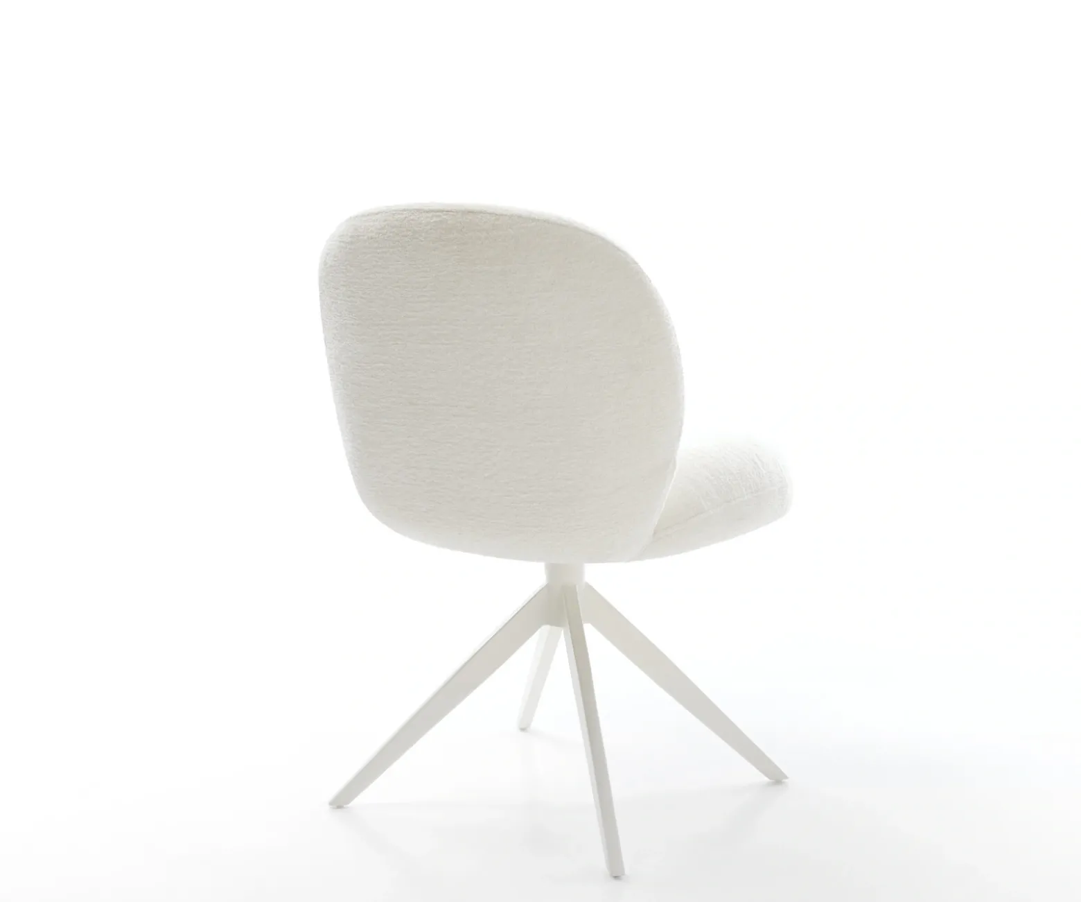 DrehstuhlNube-Flex Bouclé Soft Beige Kreuzgestell breit Weiß 360° drehbar Wippfunktion Taschenfederkern Sofort versandfertig
