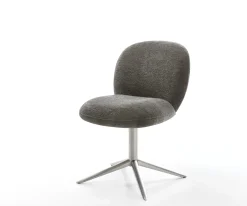 DrehstuhlNube-Flex Bouclé Soft Schlamm Fußkreuz Edelstahl 360° drehbar Wippfunktion Taschenfederkern Sofort versandfertig