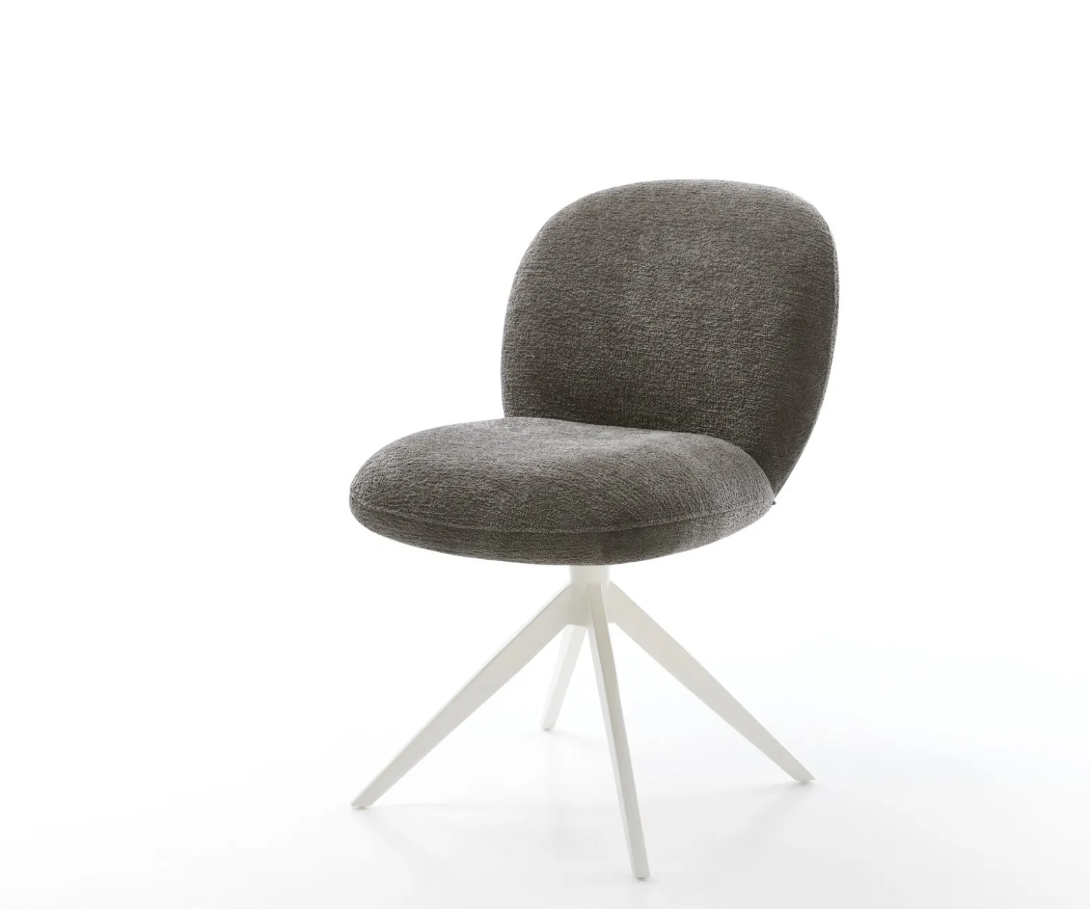 DrehstuhlNube-Flex Bouclé Soft Schlamm Kreuzgestell breit Weiß 360° drehbar Wippfunktion Taschenfederkern Sofort versandfertig