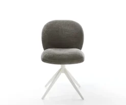 DrehstuhlNube-Flex Bouclé Soft Schlamm Kreuzgestell breit Weiß 360° drehbar Wippfunktion Taschenfederkern Sofort versandfertig