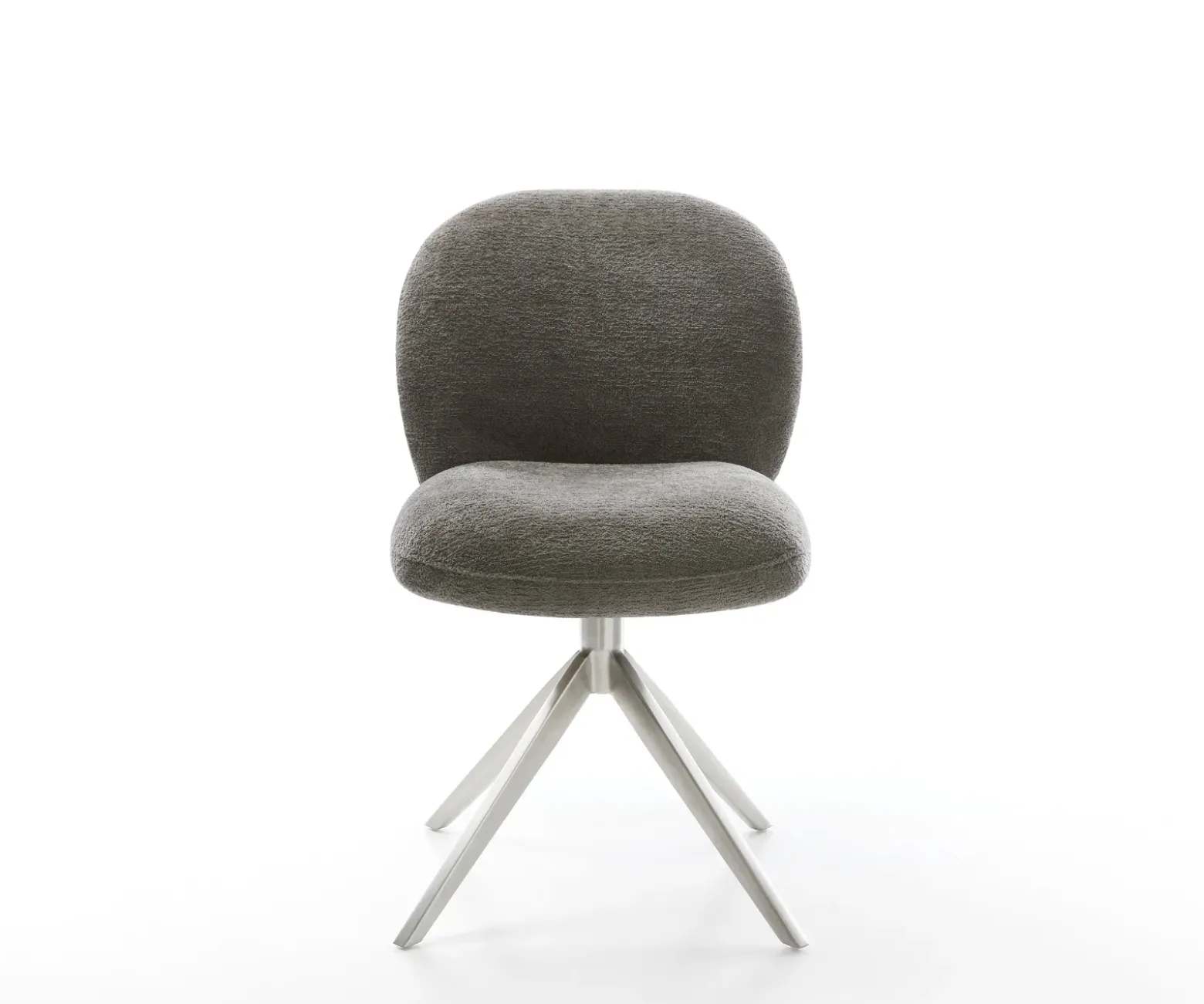 DrehstuhlNube-Flex Bouclé Soft Schlamm Kreuzgestell breit Edelstahl 360° drehbar Wippfunktion Taschenfederkern Sofort versandfertig