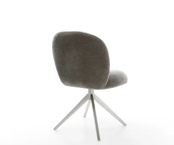 DrehstuhlNube-Flex Bouclé Soft Schlamm Kreuzgestell breit Edelstahl 360° drehbar Wippfunktion Taschenfederkern Sofort versandfertig
