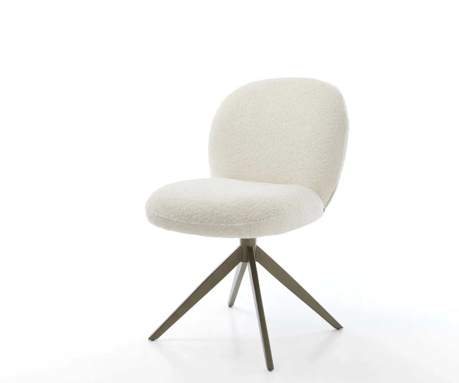 DrehstuhlNube-Flex Bouclé Weiß Kreuzgestell breit Effektfinish Titan 360° drehbar Taschenfederkern Sofort versandfertig