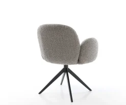 DrehstuhlNube-Flex mit Armlehnen Bouclé Silbergrau Kreuzgestell breit Schwarz 360° drehbar Wippfunktion Taschenfederkern Sofort versandfertig