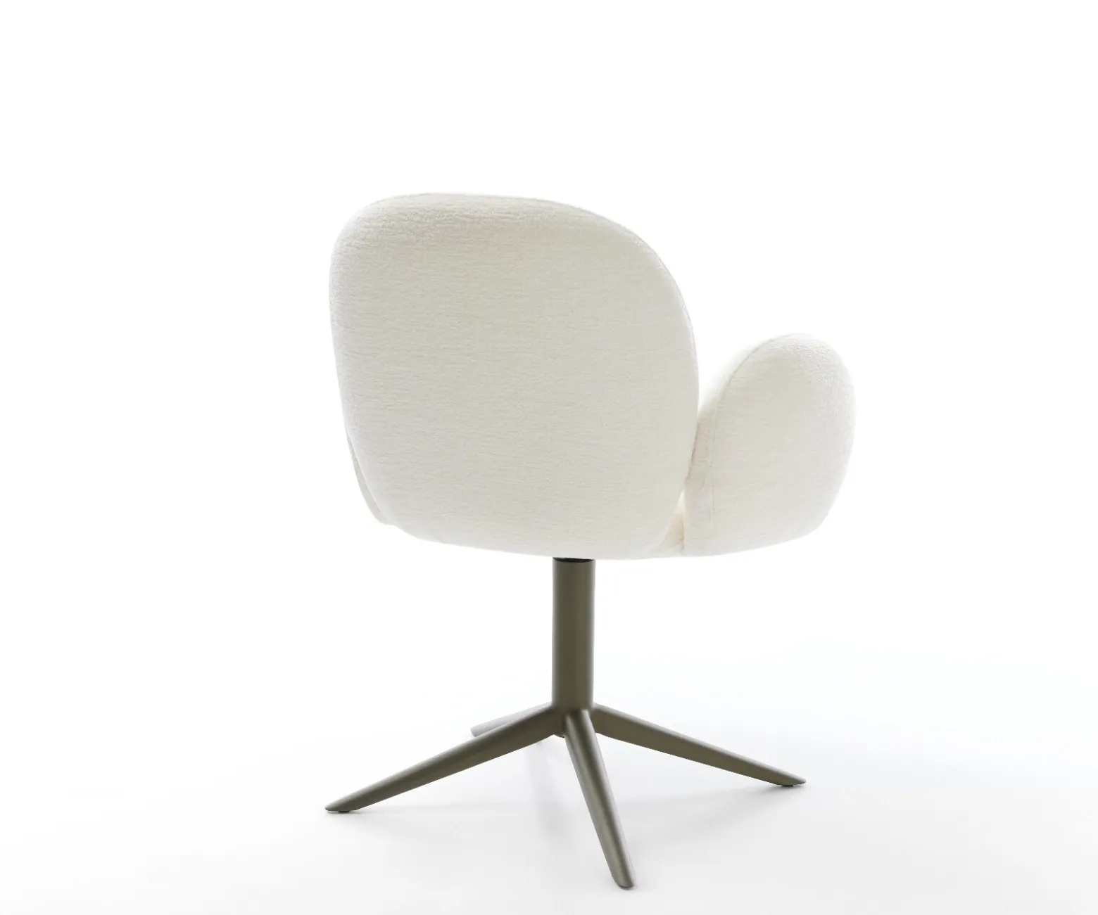 DrehstuhlNube-Flex mit Armlehnen Bouclé Soft Beige Fußkreuz Effektfinish Titan 360° drehbar Wippfunktion Taschenfederkern Sofort versandfertig