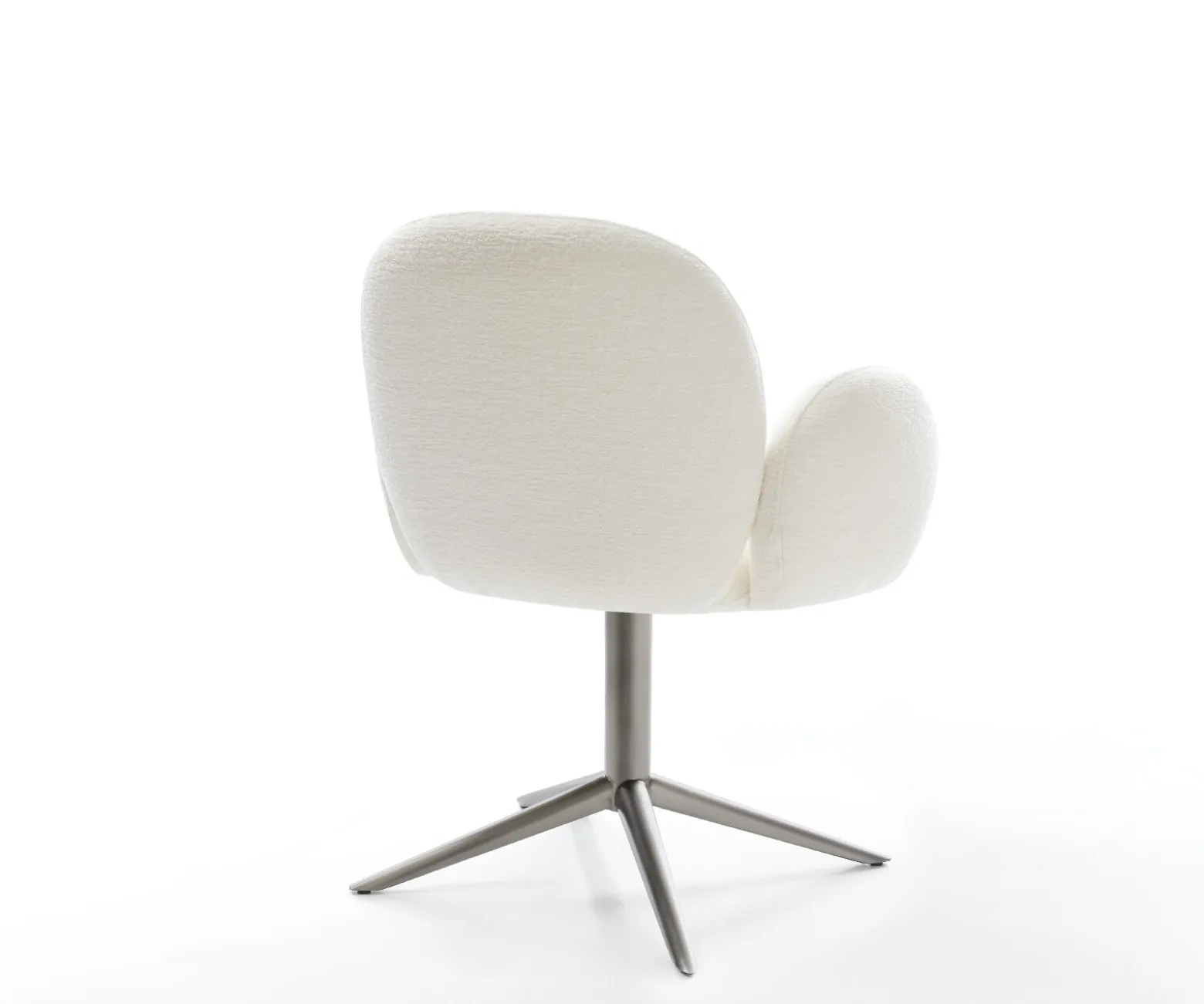 DrehstuhlNube-Flex mit Armlehnen Bouclé Soft Beige Fußkreuz Graphit 360° drehbar Wippfunktion Taschenfederkern Sofort versandfertig