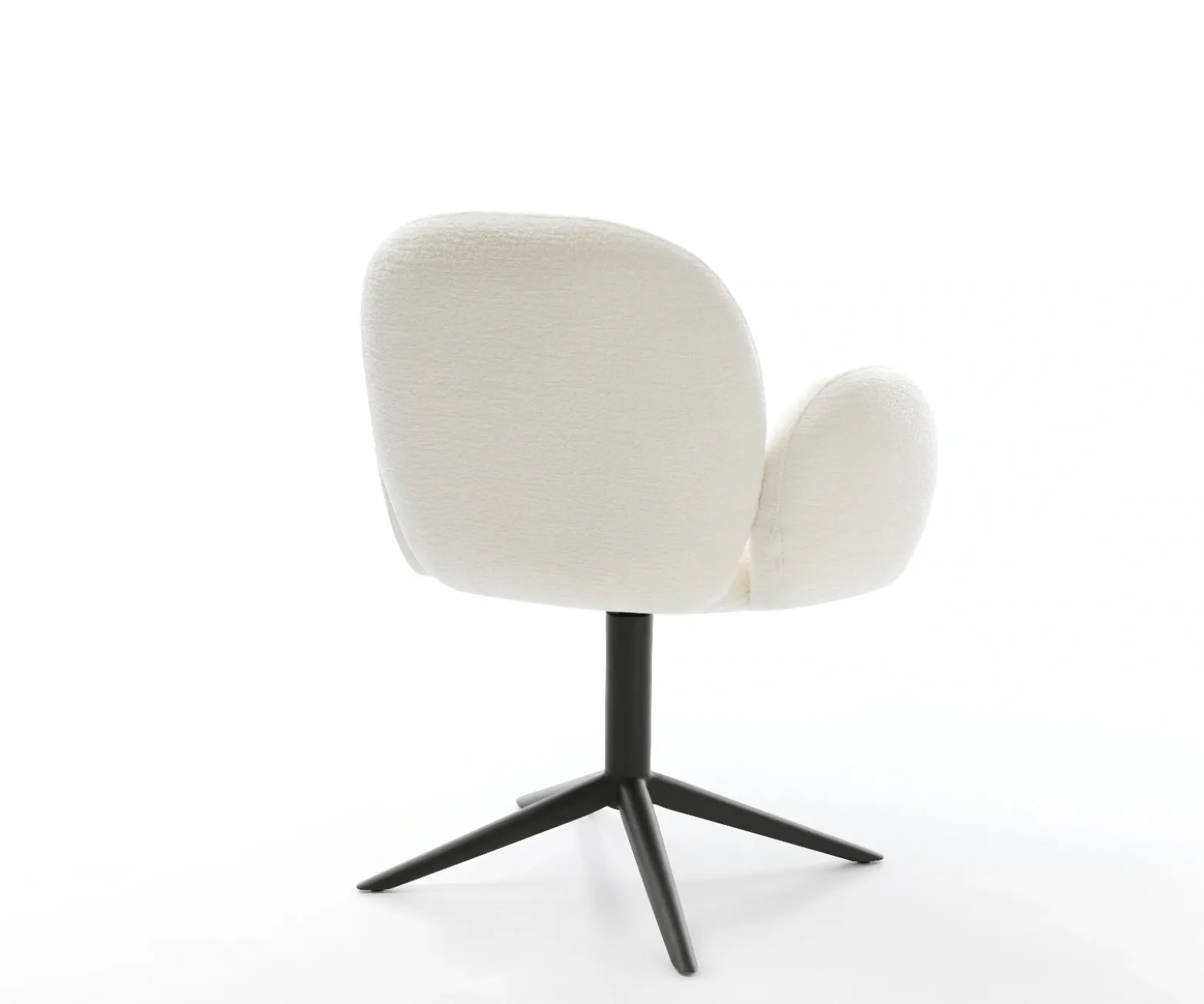 DrehstuhlNube-Flex mit Armlehnen Bouclé Soft Beige Fußkreuz Schwarz 360° drehbar Wippfunktion Taschenfederkern Sofort versandfertig