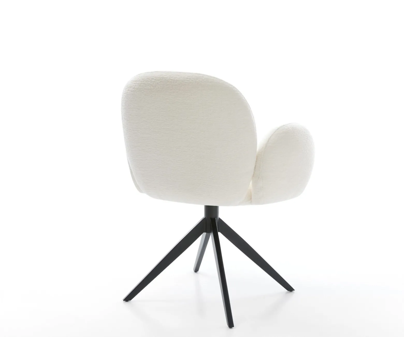 DrehstuhlNube-Flex mit Armlehnen Bouclé Soft Beige Kreuzgestell breit Schwarz 360° drehbar Wippfunktion Taschenfederkern Sofort versandfertig