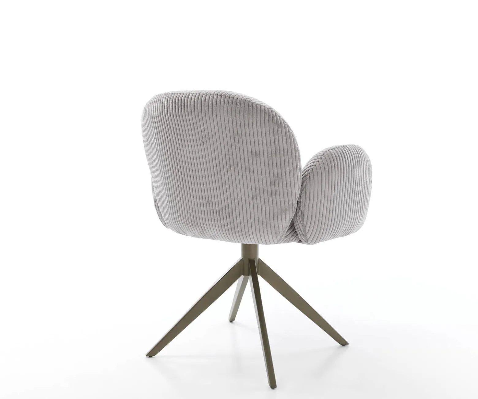 DrehstuhlNube-Flex mit Armlehnen Cord Silbergrau Kreuzgestell breit Effektfinish Titan 360° drehbar Taschenfederkern Sofort versandfertig