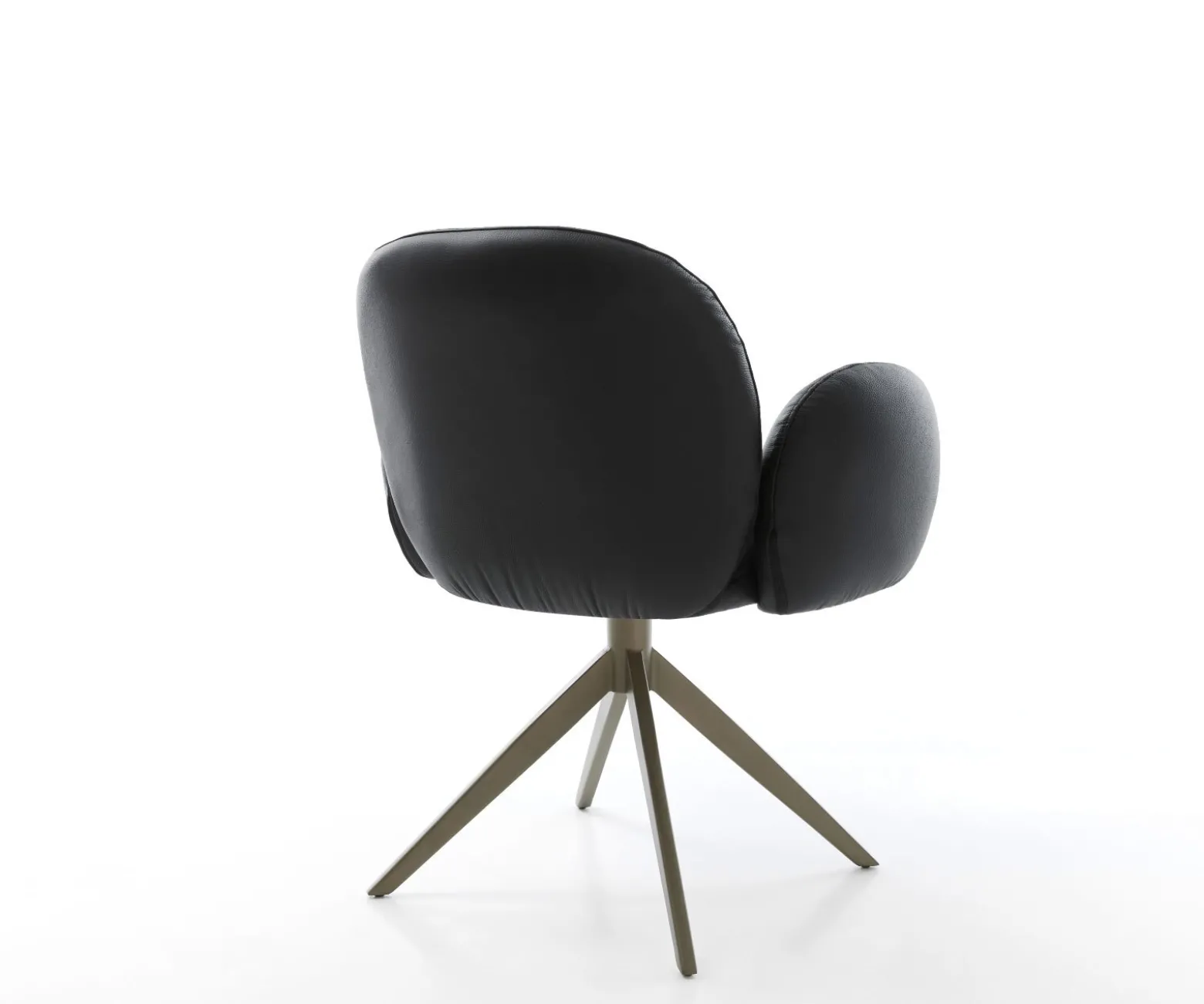 DrehstuhlNube-Flex mit Armlehnen Echt-Leder Schwarz Kreuzgestell breit Effektfinish Titan 360° drehbar Wippfunktion Taschenfederkern Sofort versandfertig