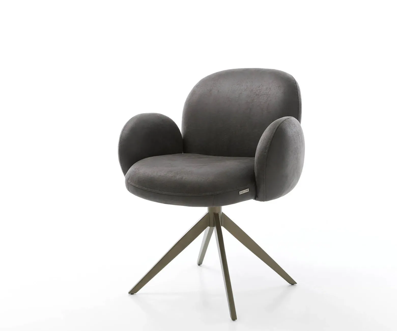 DrehstuhlNube-Flex mit Armlehnen Mikrofaser Anthrazit Vintage Kreuzgestell breit Effektfinish Titan 360° drehbar Taschenfederkern Sofort versandfertig