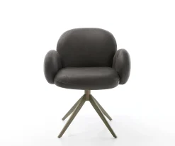 DrehstuhlNube-Flex mit Armlehnen Mikrofaser Anthrazit Vintage Kreuzgestell breit Effektfinish Titan 360° drehbar Taschenfederkern Sofort versandfertig