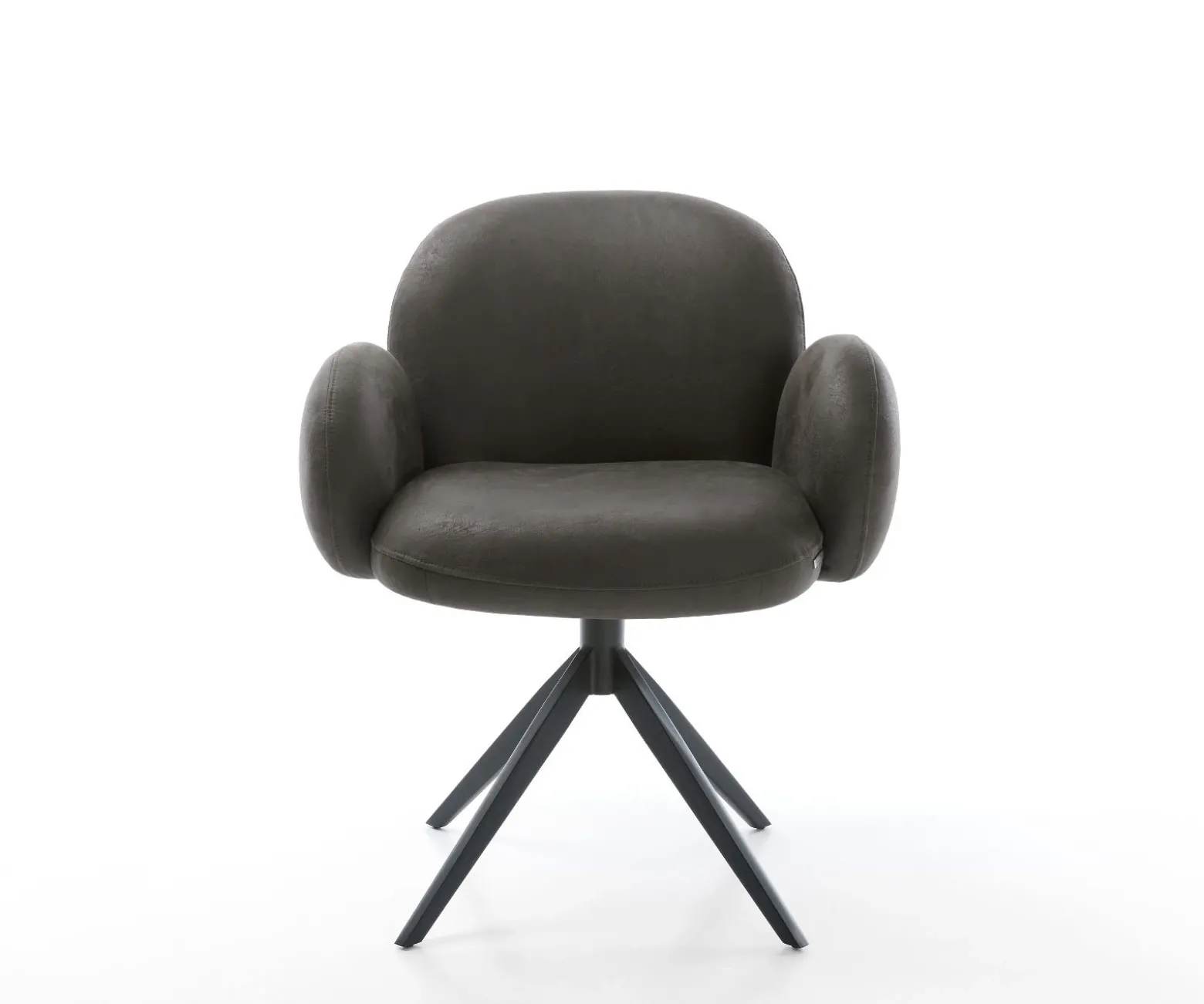 DrehstuhlNube-Flex mit Armlehnen Mikrofaser Anthrazit Vintage Kreuzgestell breit Schwarz 360° drehbar Wippfunktion Taschenfederkern Sofort versandfertig