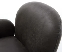 DrehstuhlNube-Flex mit Armlehnen Mikrofaser Anthrazit Vintage Kreuzgestell konisch Schwarz 180° drehbar Taschenfederkern Sofort versandfertig