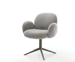 DrehstuhlNube-Flex mit Armlehnen Strukturstoff Soft Grau Fußkreuz Effektfinish Titan 360° drehbar Wippfunktion Taschenfederkern Sofort versandfertig