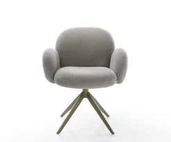 DrehstuhlNube-Flex mit Armlehnen Strukturstoff Soft Grau Kreuzgestell breit Effektfinish Titan 360° drehbar Wippfunktion Taschenfederkern Sofort versandfertig