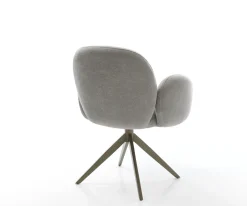 DrehstuhlNube-Flex mit Armlehnen Strukturstoff Soft Grau Kreuzgestell breit Effektfinish Titan 360° drehbar Wippfunktion Taschenfederkern Sofort versandfertig