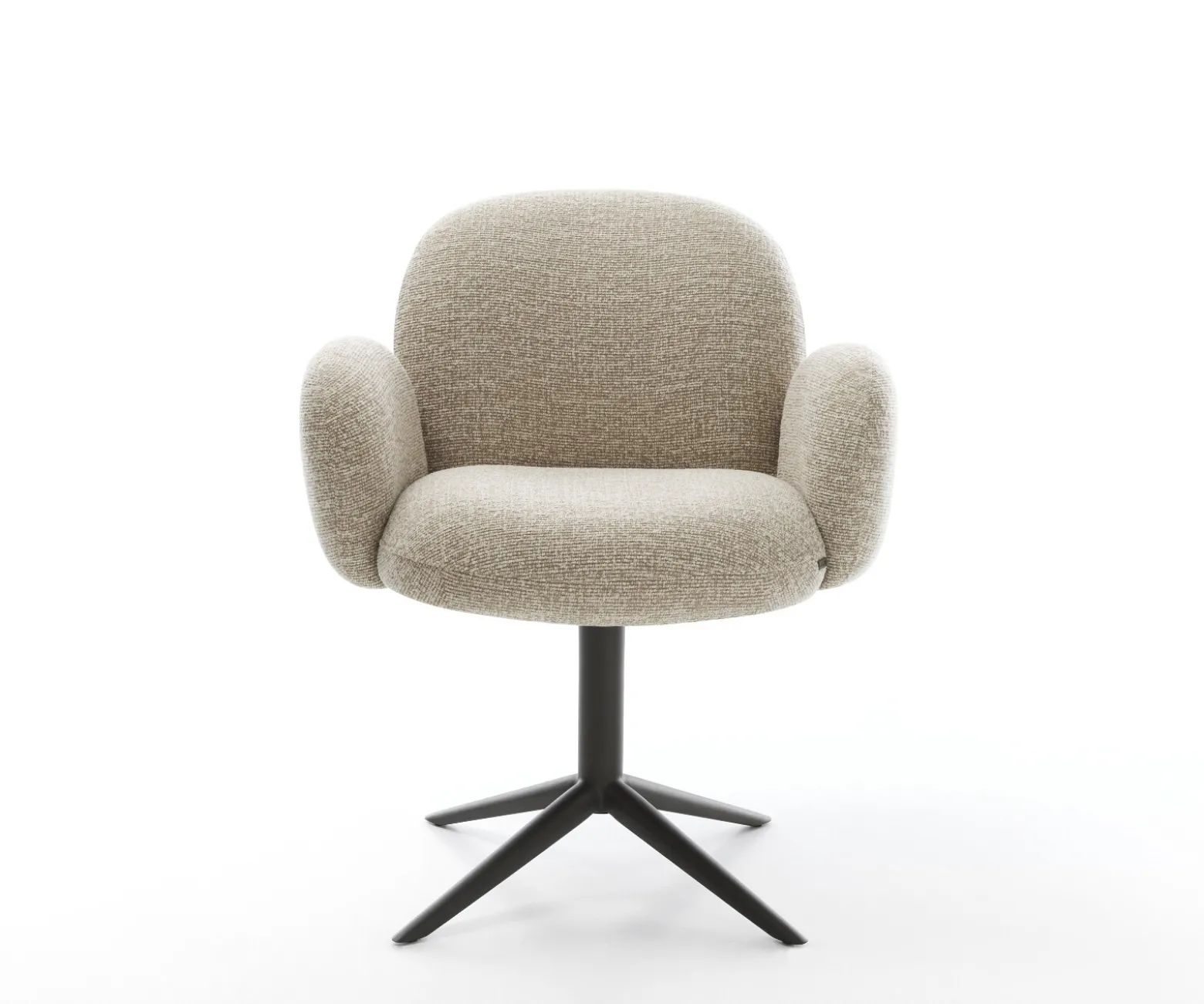 DrehstuhlNube-Flex mit Armlehnen Webstoff Soft Beige Fußkreuz Schwarz 360° drehbar Wippfunktion Taschenfederkern Sofort versandfertig