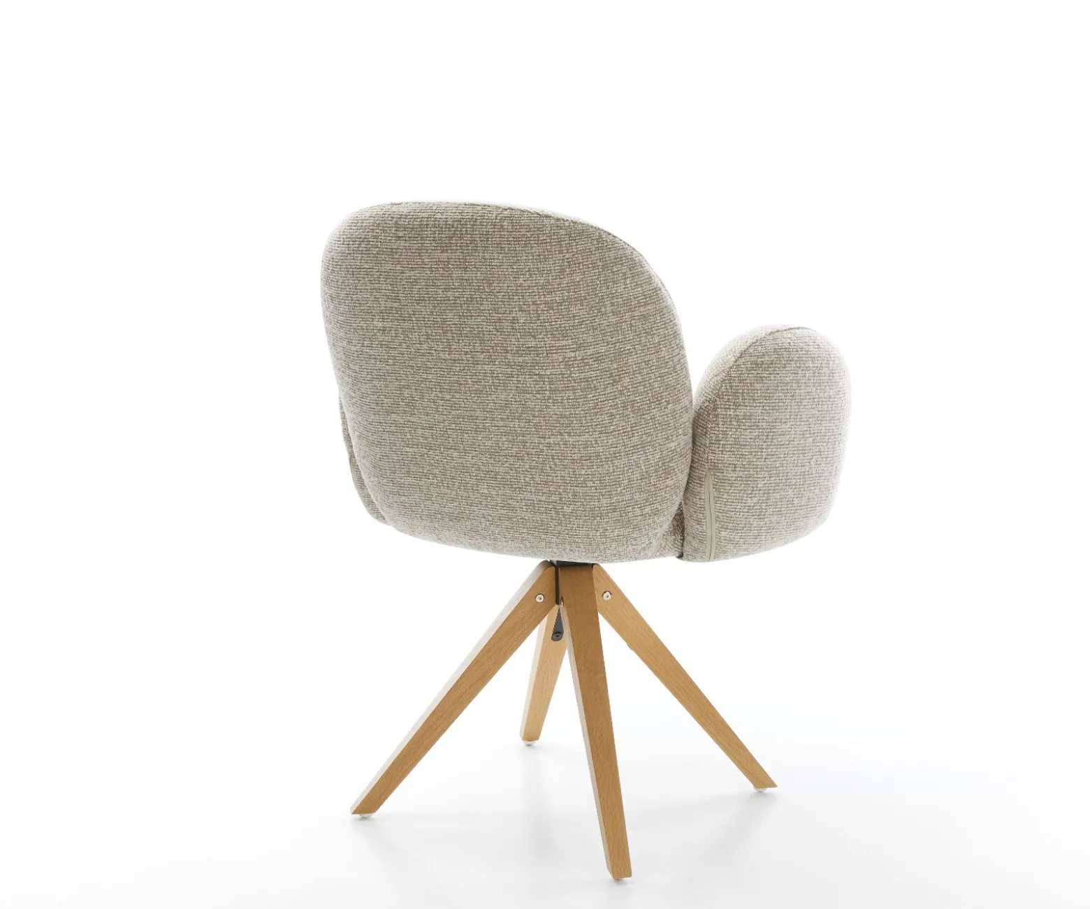 DrehstuhlNube-Flex mit Armlehnen Webstoff Soft Beige Holzgestell kantig Natur 360° drehbar Taschenfederkern Versandfertig ca. 28.10.26