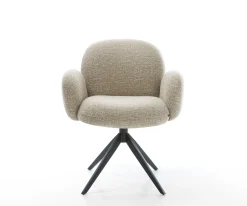 DrehstuhlNube-Flex mit Armlehnen Webstoff Soft Beige Kreuzgestell breit Schwarz 360° drehbar Wippfunktion Taschenfederkern Sofort versandfertig