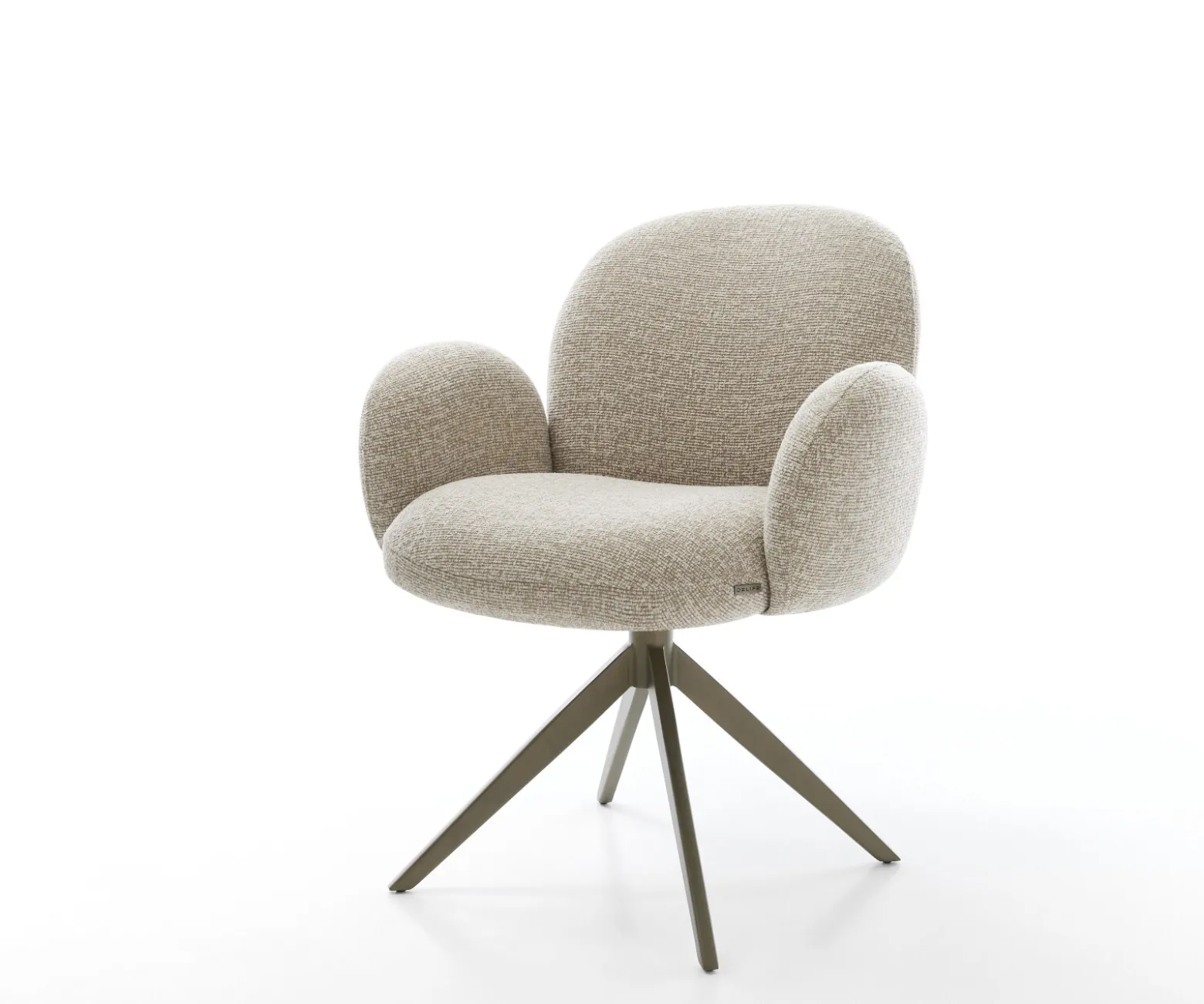 DrehstuhlNube-Flex mit Armlehnen Webstoff Soft Beige Kreuzgestell breit Effektfinish Titan 360° drehbar Wippfunktion Taschenfederkern Sofort versandfertig