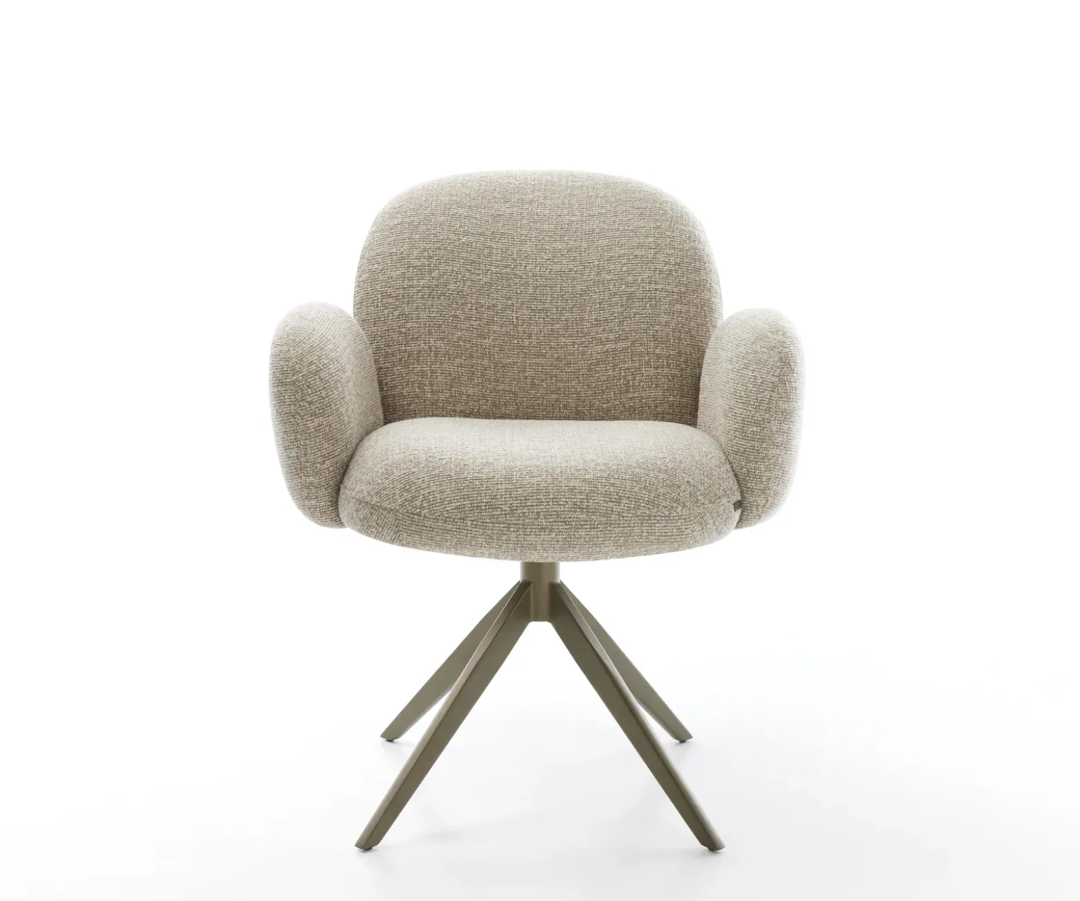 DrehstuhlNube-Flex mit Armlehnen Webstoff Soft Beige Kreuzgestell breit Effektfinish Titan 360° drehbar Wippfunktion Taschenfederkern Sofort versandfertig
