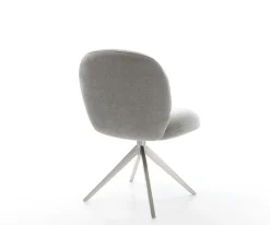 DrehstuhlNube-Flex Strukturstoff Soft Grau Kreuzgestell breit Edelstahl 360° drehbar Wippfunktion Taschenfederkern Sofort versandfertig