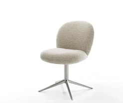DrehstuhlNube-Flex Webstoff Soft Beige Fußkreuz Edelstahl 360° drehbar Wippfunktion Taschenfederkern Sofort versandfertig